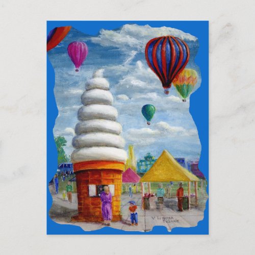 Giant Ice Cream Cone Carnival Landscape Postcard