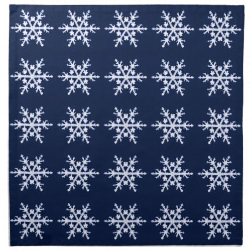 Giant Ice Crystal Snowflakes on Dark Indigo Blue  Cloth Napkin