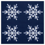 Giant Ice Crystal Snowflakes on Dark Indigo Blue  Fabric