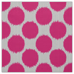 Giant Ikat Dots, fuchsia pink on light grey / gray Fabric