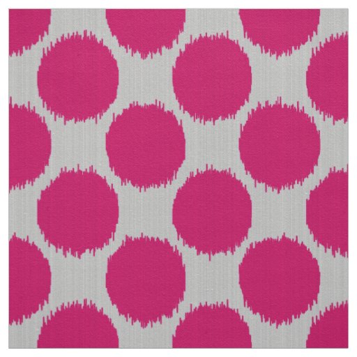 Giant Ikat Dots, fuchsia pink on light grey / gray Fabric
