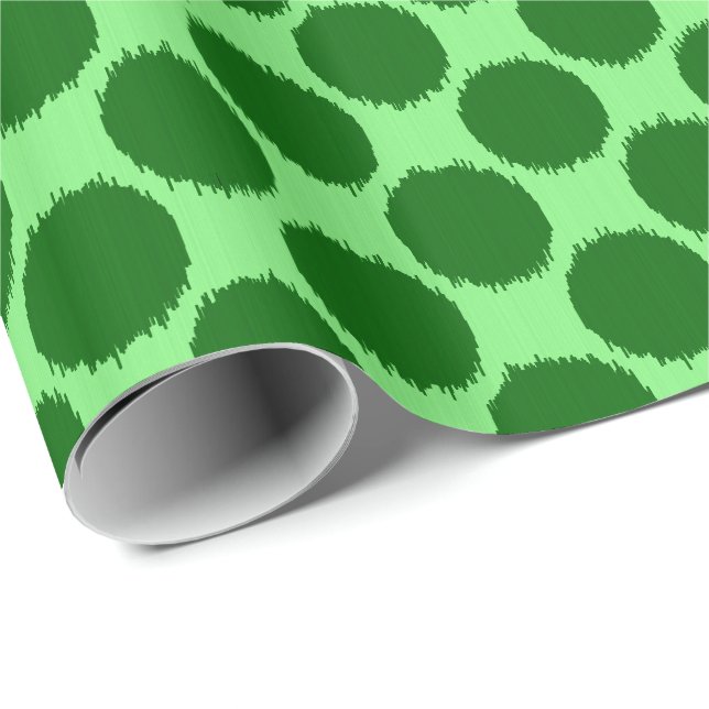 Giant Ikat Dots, lime and emerald green Wrapping Paper (Roll Corner)