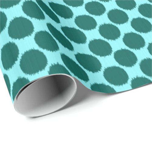 Giant Ikat Dots turquoise and light aqua Wrapping Paper