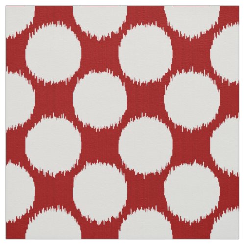 Giant Ikat Dots white dots on deep red Fabric