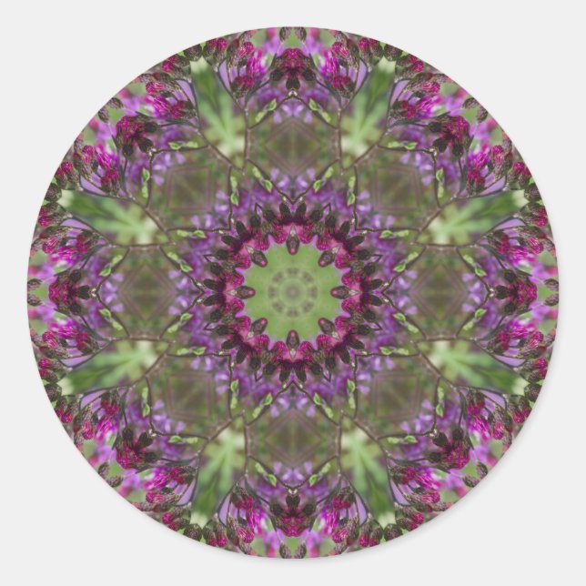 Giant Ironweed, Wildflower Kaleidoscope Classic Round Sticker (Front)