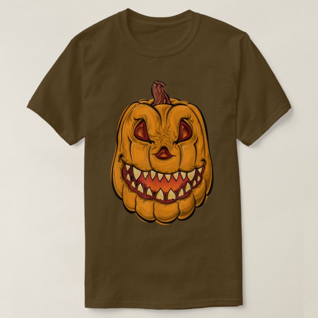 Giant Jack O' Lantern Angry Pumpkin Face  T-Shirt (Design Front)