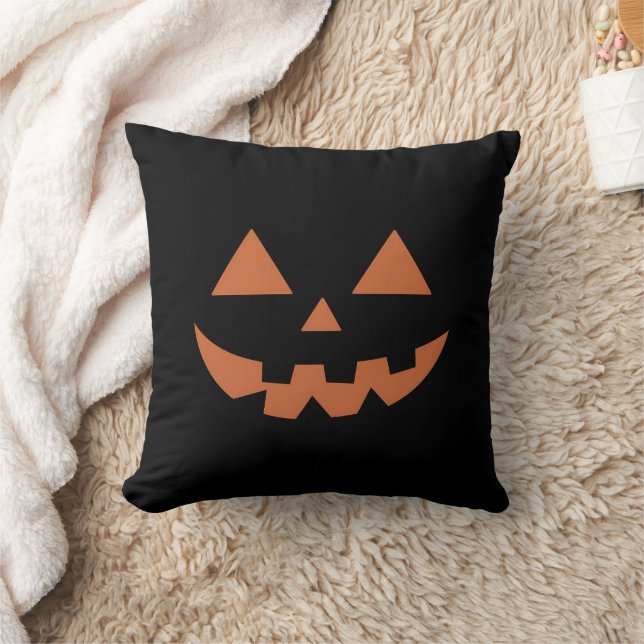 Giant Jack O' Lantern Face Halloween Pumpkin  Throw Pillow (Blanket)