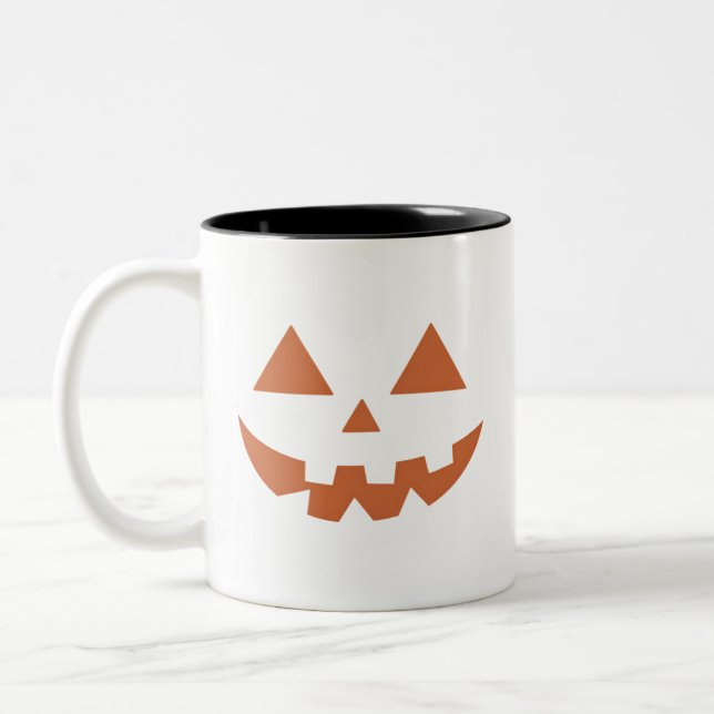 Giant Jack O' Lantern Face Halloween Pumpkin  Two-Tone Coffee Mug (Left)