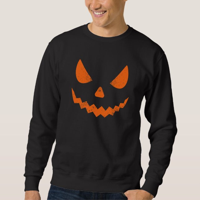 Giant Jack O Lantern Face  Scary Halloween Pumpkin Sweatshirt (Front)