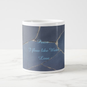 Giant Jumbo Mug Peace, Love Artistic Blue Papercut