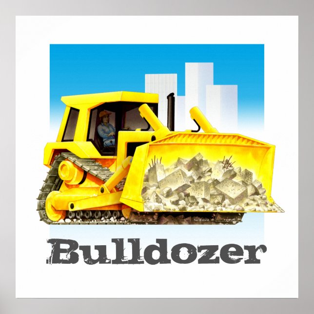 Giant Kid's Construction Trucks - Yellow Bulldozer Poster (Front)