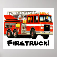 Giant Kid's Red Fire Truck Poster