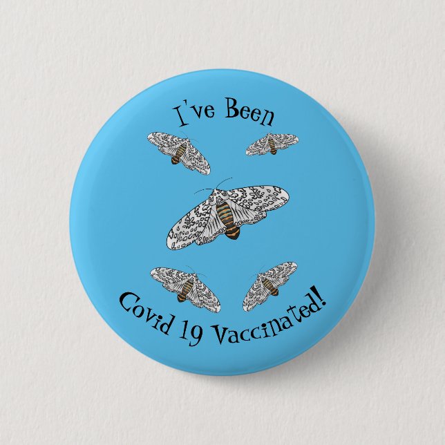 Giant leopard moth cartoon illustration  button (Front)
