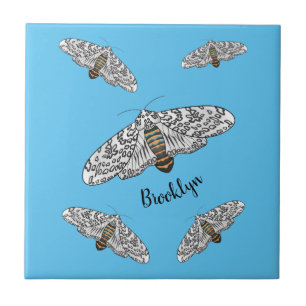 Giant leopard moth cartoon illustration ceramic tile