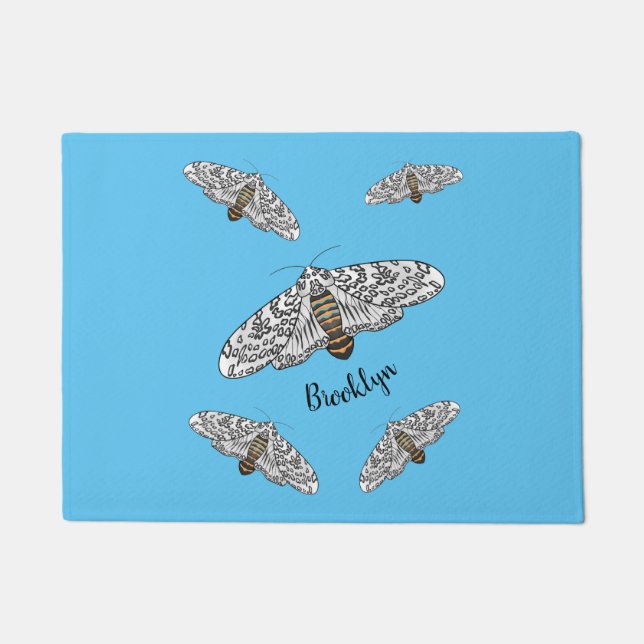 Giant leopard moth cartoon illustration  doormat (Front)