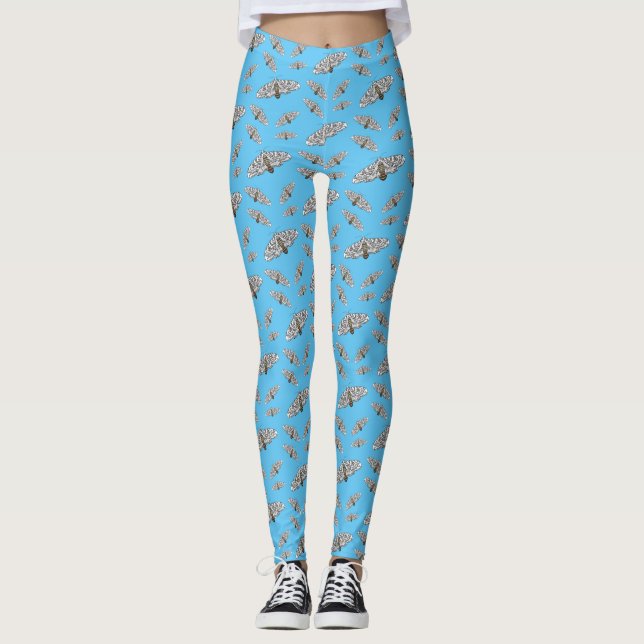 Giant leopard moth cartoon illustration  leggings (Front)