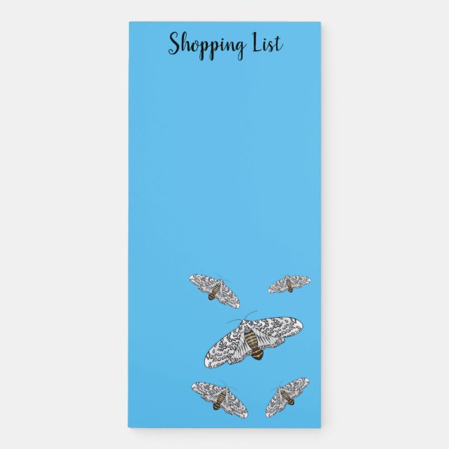 Giant leopard moth cartoon illustration  magnetic notepad (Front)
