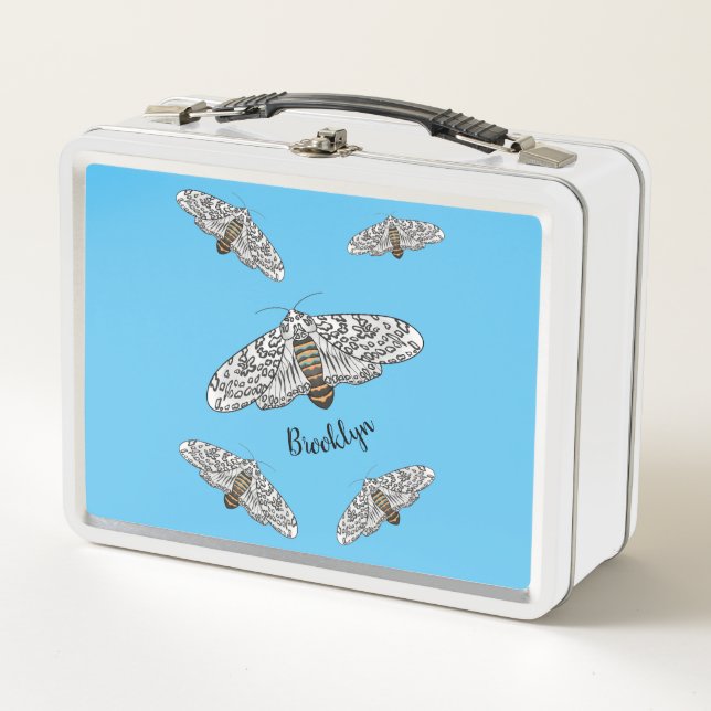 Giant leopard moth cartoon illustration  metal lunch box (Front)