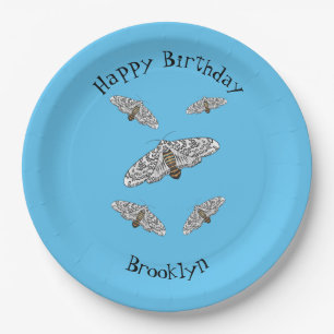 Giant leopard moth cartoon illustration paper plates