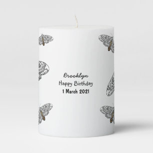 Giant leopard moth cartoon illustration pillar candle