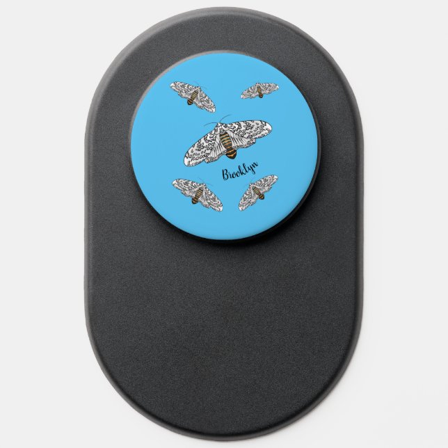 Giant leopard moth cartoon illustration PopSocket (Popsocket)