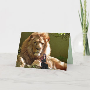 GIANT LION & LITTLE LADY BIRTHDAY FANTASY CARD