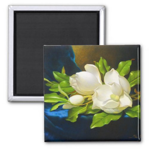 Giant Magnolias on a Blue Velvet Canvas  Magnet