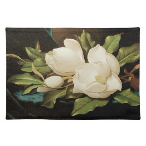 Giant Magnolias on a Blue Velvet Cloth by MJ Heade Cloth Placemat