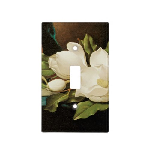 Giant Magnolias on a Blue Velvet Cloth by MJ Heade Light Switch Cover