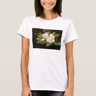 Giant Magnolias on a Blue Velvet Cloth by MJ Heade T-Shirt