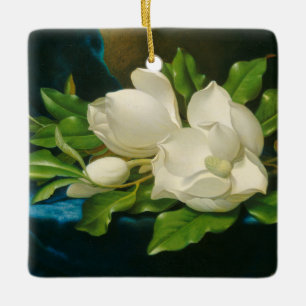 Giant Magnolias on a Blue Velvet Cloth, c.1890 (oi Ceramic Ornament