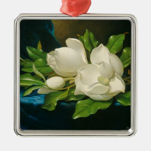 Giant Magnolias on a Blue Velvet Cloth c1890 oi Metal Ornament