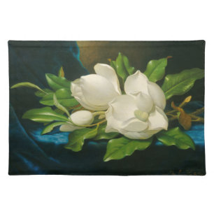 Giant Magnolias on a Blue Velvet Cloth Cloth Placemat