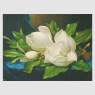 Giant Magnolias on a Blue Velvet Cloth Decoupage Tissue Paper