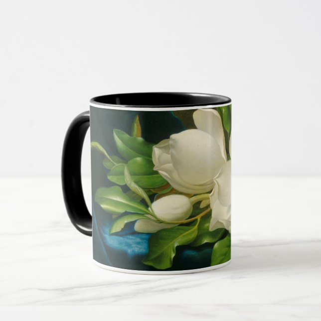 Giant Magnolias on a Blue Velvet Cloth Mug (Front Left)