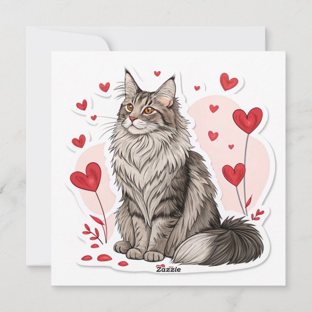 Giant Maine Coon Valentine's Day Cards (Back)