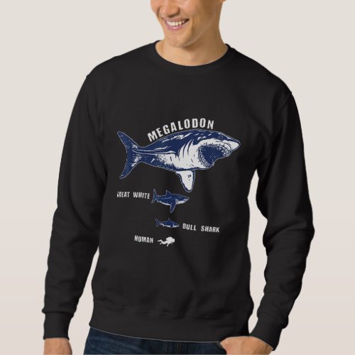 Giant Megalodon Great White Bull Shark Sizing Char Sweatshirt