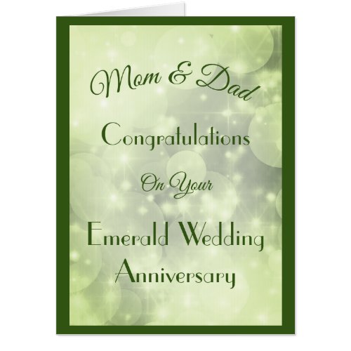 Giant Mom  Dad Emerald Anniversary Greeting Card Card