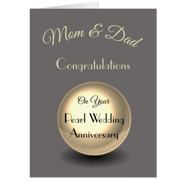 Giant Mom & Dad Pearl Anniversary Greeting Card (Front)