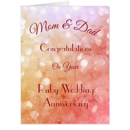 Giant Mom  Dad Ruby Anniversary Greeting Card