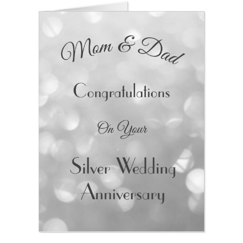 Giant Mom  Dad Silver Anniversary Greeting Card