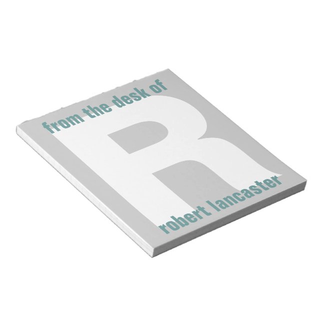 Giant Monogram Initial From the Desk Of Notepad (Angled)