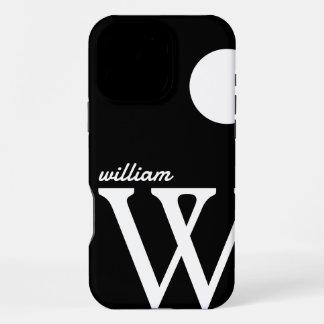 Giant Monogram Simple Black and White iPhone 16 Pro Max Case