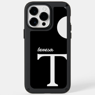 Giant Monogram Simple Black and White Speck iPhone 14 Pro Max Case
