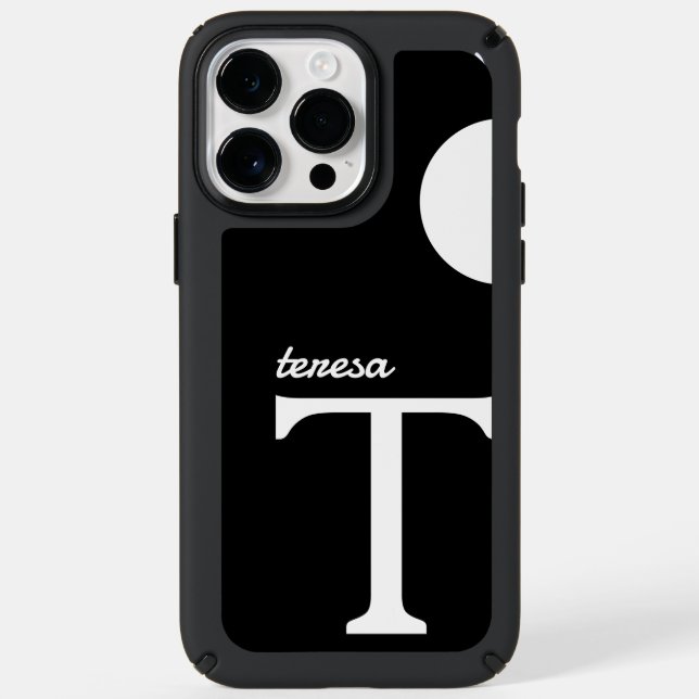 Giant Monogram Simple Black and White Speck iPhone Case (Front)