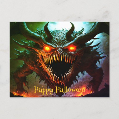 Giant Monster Halloween Postcard