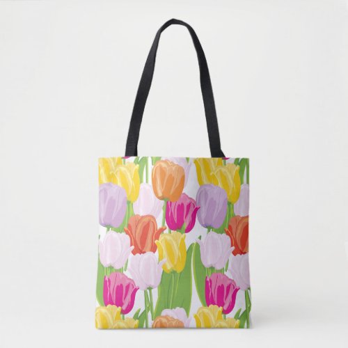 Giant Multicolor Tulip Print Tote Bag