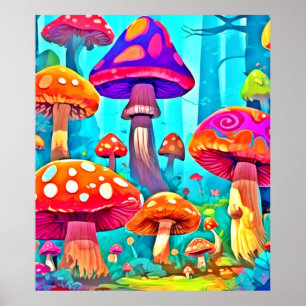Giant Mushroom Cartoon Art Poster