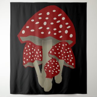 Giant Mushroom wall hanging red black white banner Tapestry