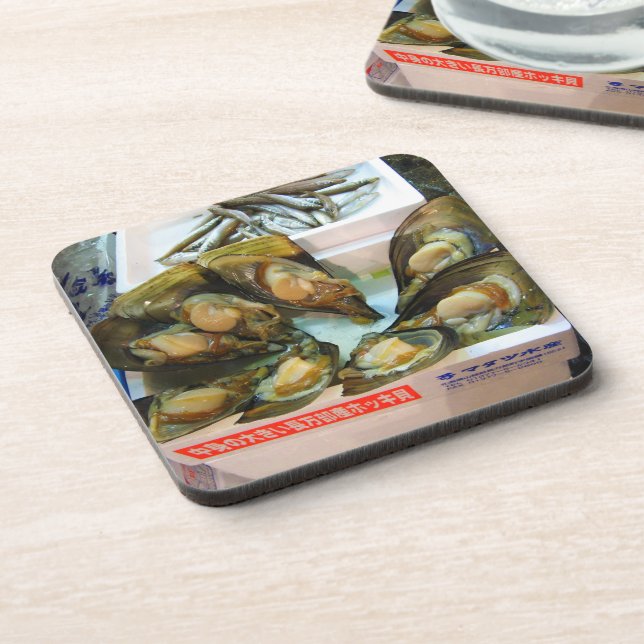 Giant Mussels Tsukiji Fish Market, Tokyo, Japan Beverage Coaster (Left Side)